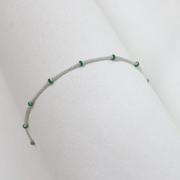 Mini bead bracelets Silver deep green LittleLintons