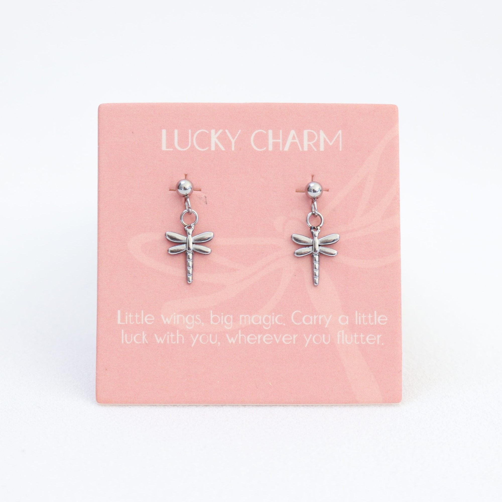Lucky charm  studs Silver dragonflies LittleLintons