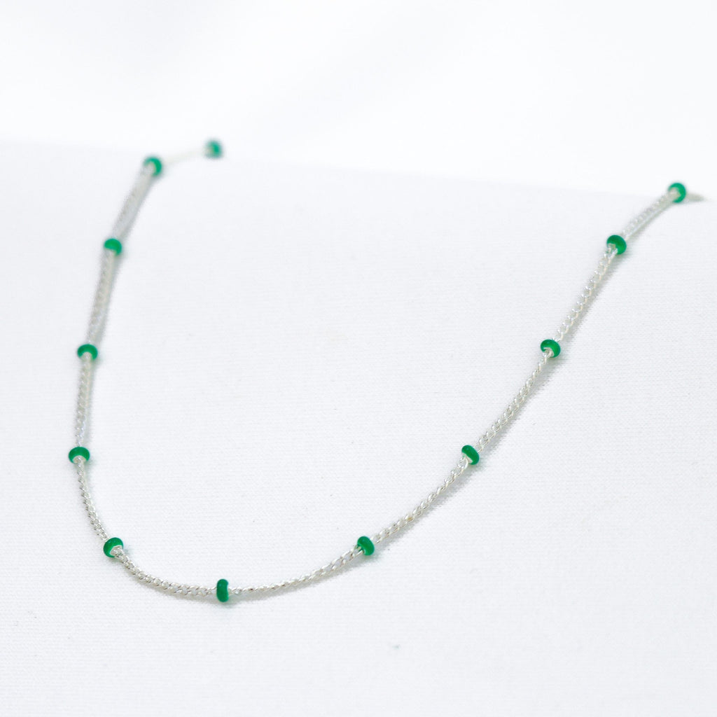 Mini bead necklace Silver green LittleLintons