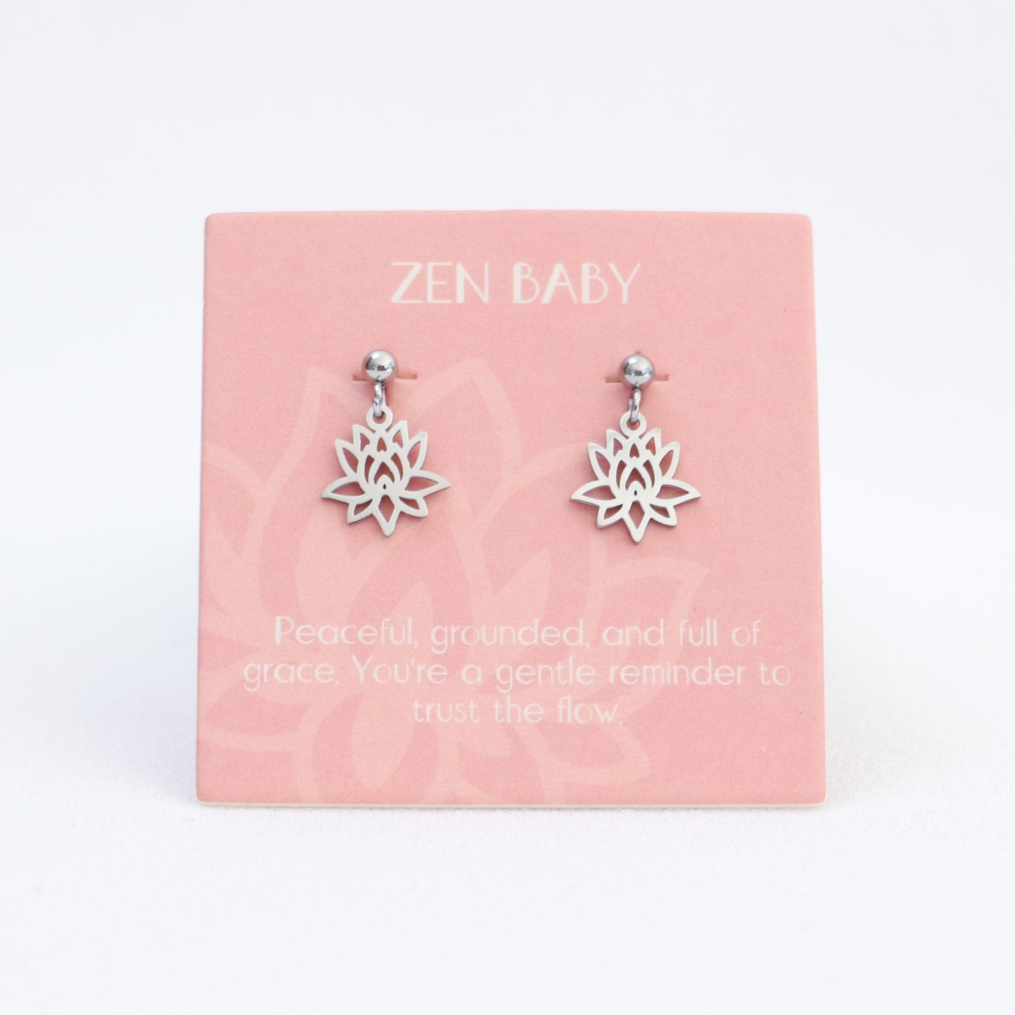 Lucky charm studs Silver lotus LittleLintons