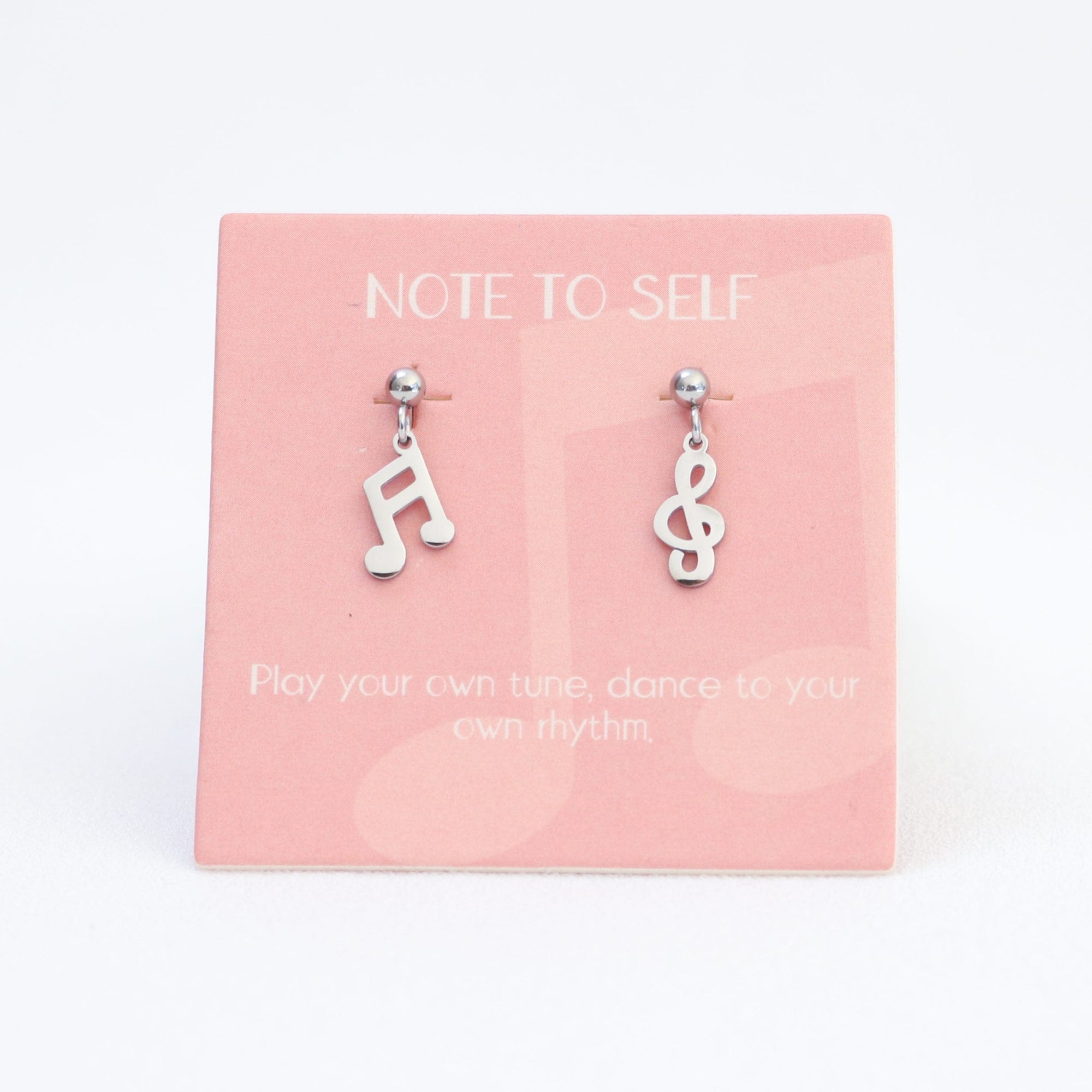 Lucky charm studs Silver music LittleLintons