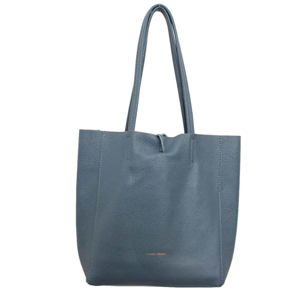 Maison leather tote Steel med LittleLintons