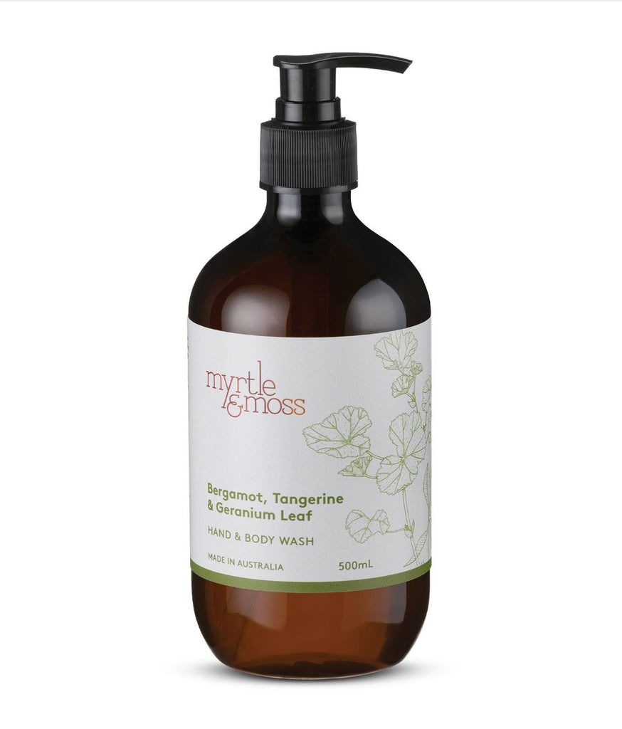 Myrtle & Moss Hand and Body wash 500ml Bergamot,tangerine,geranium leaf Myrtle & Moss