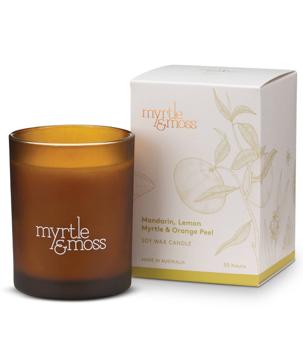 Myrtle & Moss Candle - 50hrs Mandarin,Lemon myrtle,orange peel Myrtle & Moss