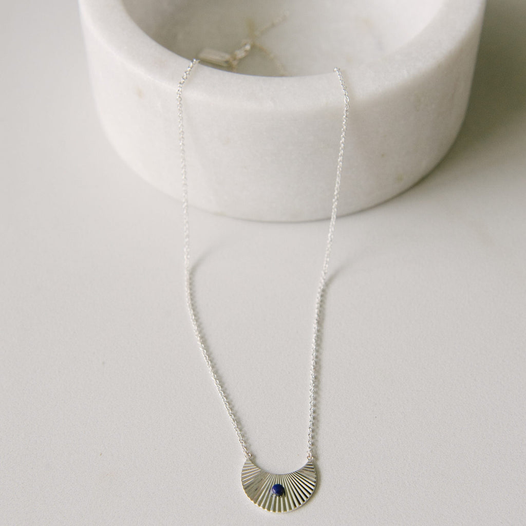 Moon beam necklace Silver lapis LittleLintons